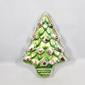 Vtg Wilton Christmas Tree Green & Red Cake Pan #502-1107 Rare 15x11 Painted 1972
